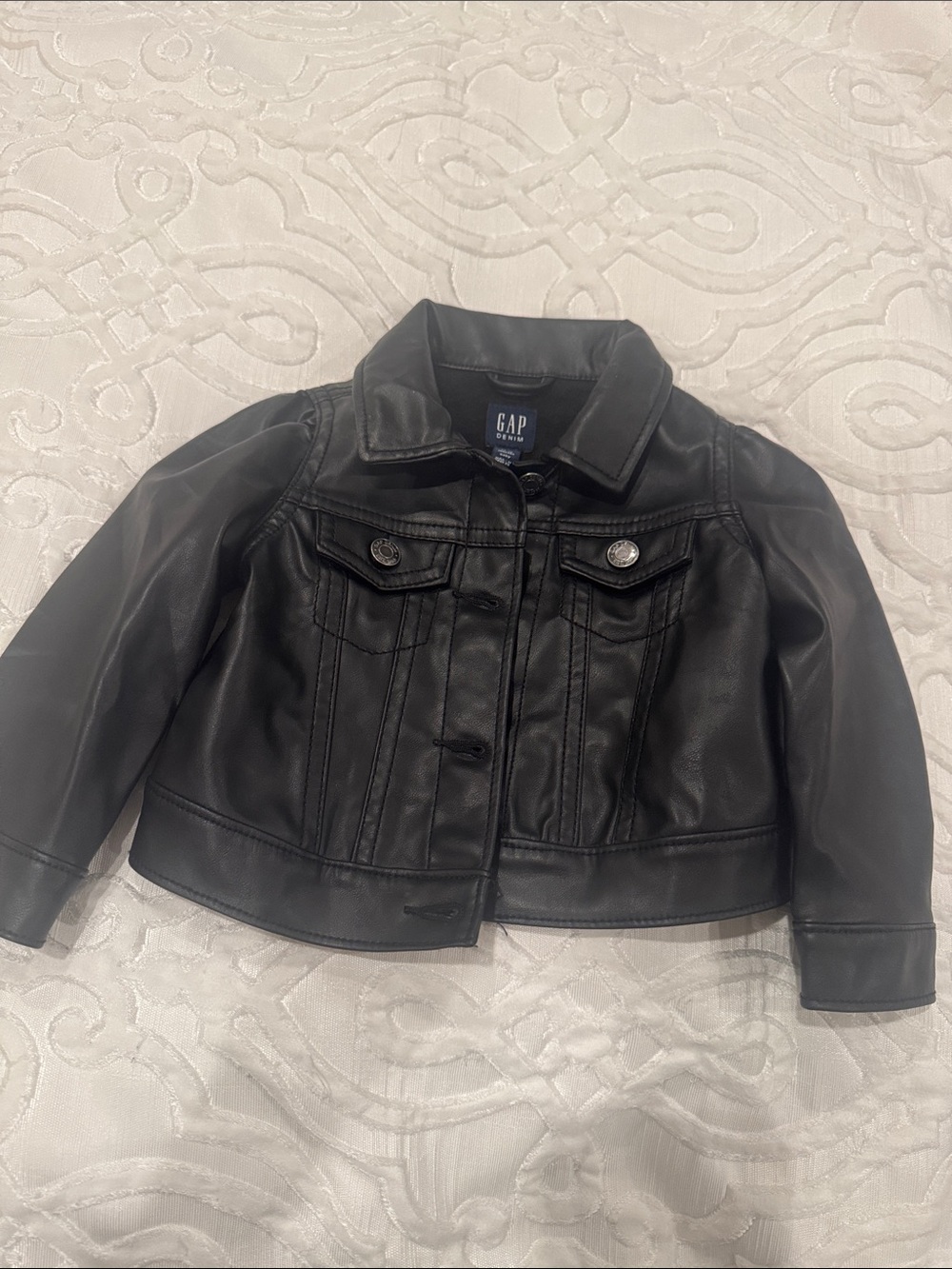 GAP Kids Black Faux Leather Jean-Style Jacket